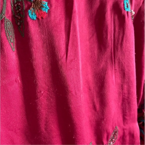 Free People] Beautiful Burgundy Embroidery Sequins Kimono Duster Jacket - Picture 11 of 13